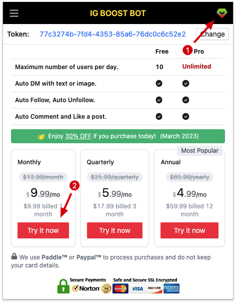 TikSearch chrome extension subscribe pro